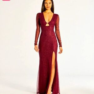 Elegant Burgundy Evening Gown